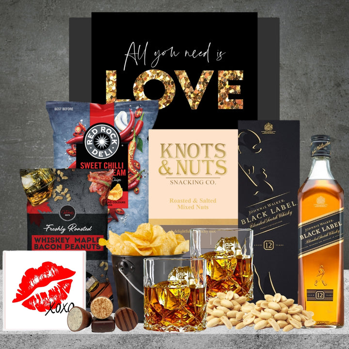 Whisky & Snack Valentines Hamper with Johnnie Walker Black 700ml
