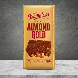 Whittakers Block Choc Almond Gold 200g