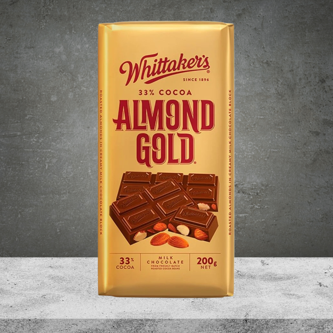 Whittakers Block Choc Almond Gold 200g