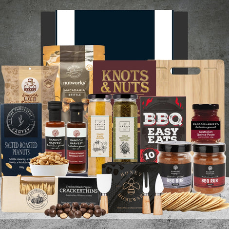 Australian football BBQ gift hamper with gourmet nibbles