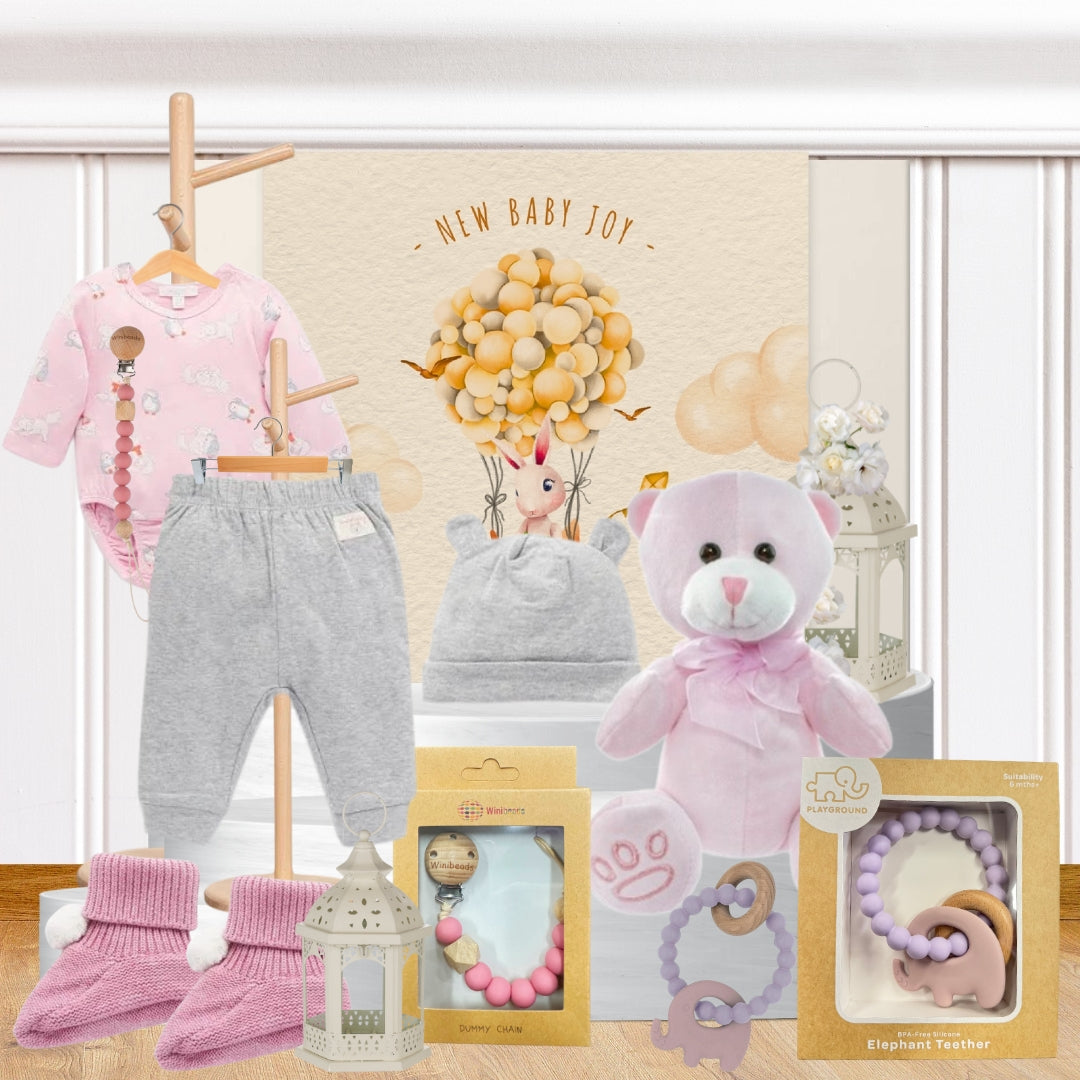 Baby Girl Birthday Hamper featuring thoughtfully selected baby essentials