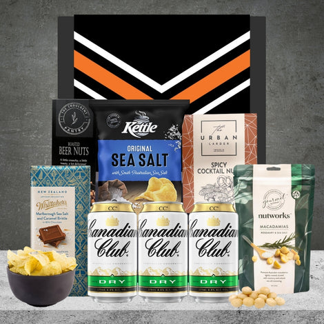 Canadian Club NRL Hamper with whisky and chocolates for rugby league fans