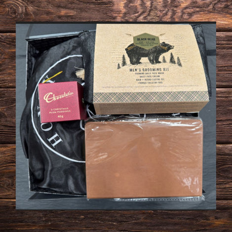 Christmas pamper gift hamper for him with premium grooming and self-care treats
