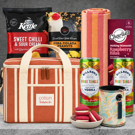 Christmas Vodka Beach Day Picnic Hamper from Hampers Galore featuring vodka and festive treats