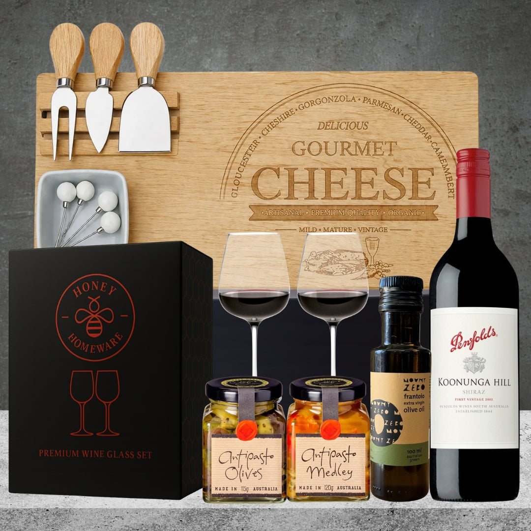 Gourmet Cheeseboard & Wine Corporate Hamper from Hampers Galore, a premium corporate gift