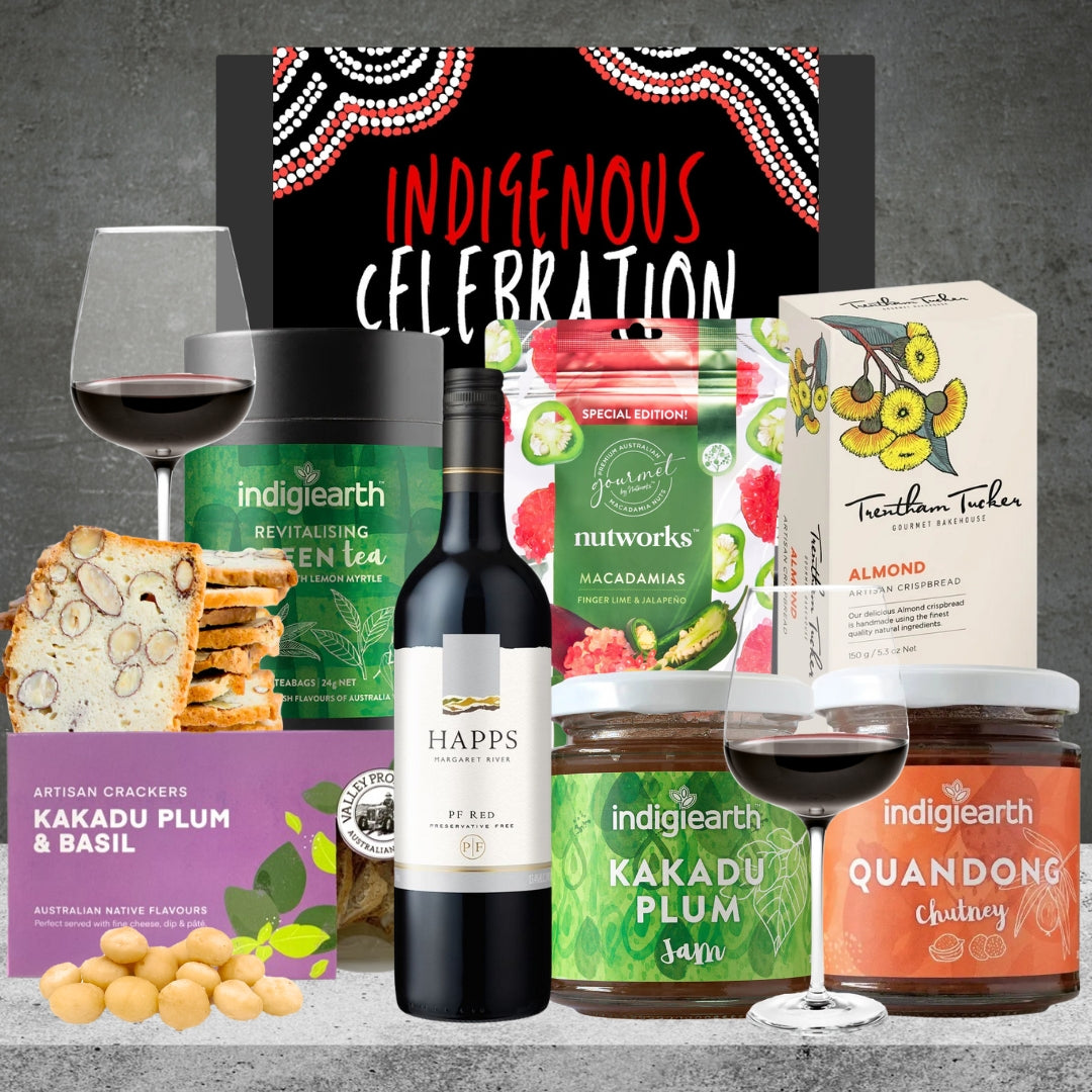 Indigenous Red Wine Hamper from Hampers Galore featuring red wine and premium nuts
