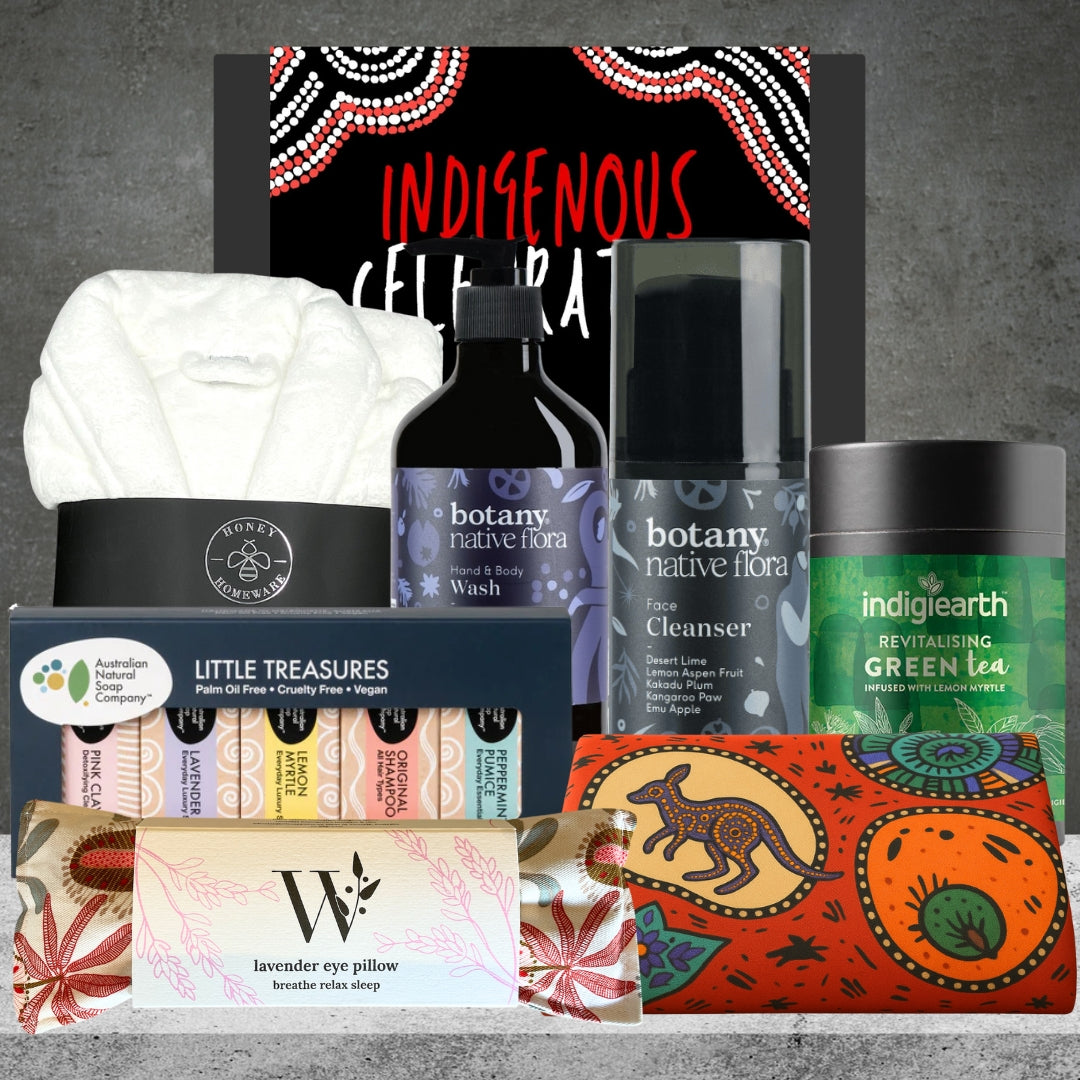 Indigenous Wellness Hamper from Hampers Galore featuring tea, coffee and thoughtfully curated treats