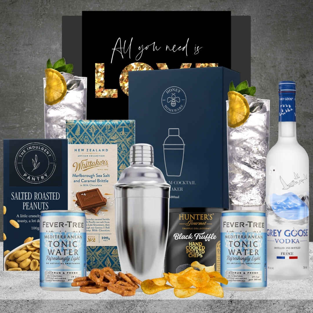 Love Cocktail Shaker & Grey Goose Hamper from Hampers Galore featuring Grey Goose vodka