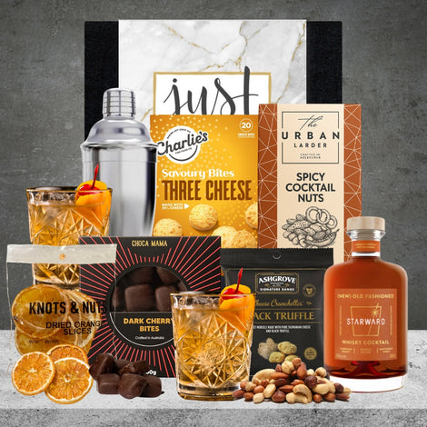 Old Fashioned Cocktail Hamper from Hampers Galore featuring cocktail essentials and chocolates