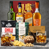 Premium whisky Christmas hamper with a choice of Glenfiddich, Glenlivet, Glenmorangie or Johnnie Walker Gold, whisky glasses, slate coasters and gourmet snacks