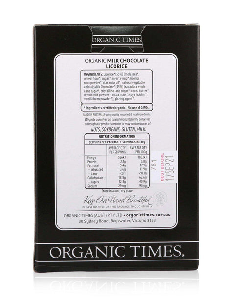 Organic Times Milk Chocolate Licorice 150g - view 2