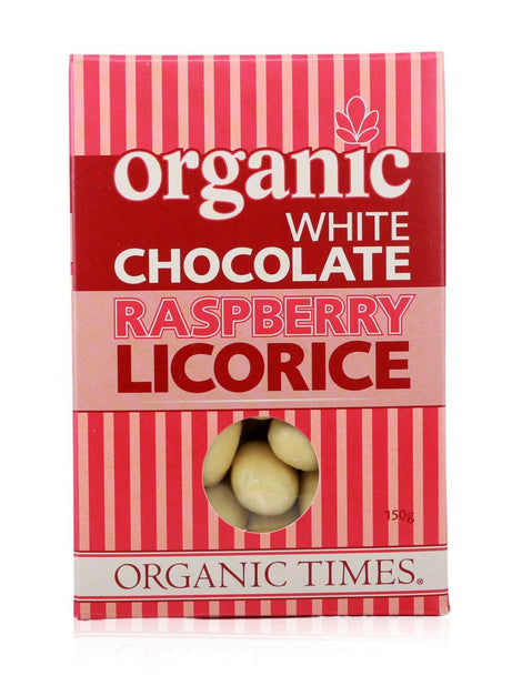 Organic Times White Chocolate Raspberry Licorice 150g