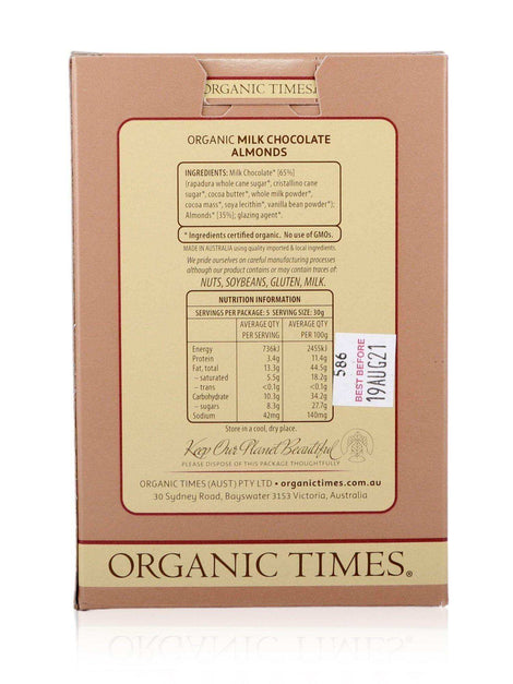 Organic Times Milk Chocolate Almonds 150g - view 2