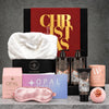 Rose and geranium Christmas pamper gift box with floral body care products and relaxing bath essentials