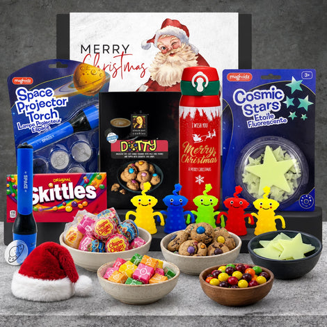 Spaceman & Aliens Christmas Kids Hamper from Hampers Galore with space-themed toys and festive treats