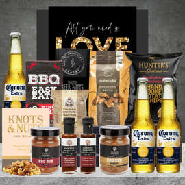 The Aussie BBQ & Beer Valentines Hamper featuring refreshing beer and BBQ-inspired treats